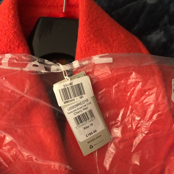 Boden Jackets & Coats Boden Textured Wool Car Coat Cherry Red 4
